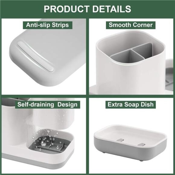 Bathroom Toothbrush Holder Organizer Set with Tumblers Soap Dish Counter Storage - Picture 5 of 7